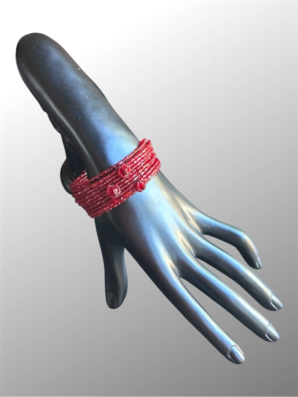 🌼Handmade Red Glass Seed and Bugle Bead Wrap Bracelet